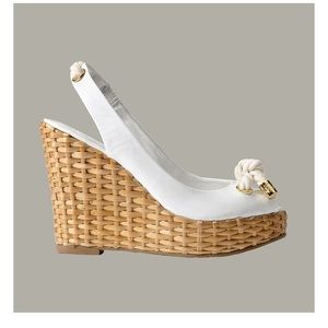 Tory Burch Shea Wicker Wedge Size 8